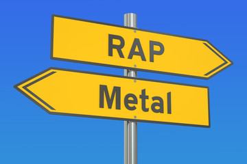 Rap versus Metal concept, 3D rendering
