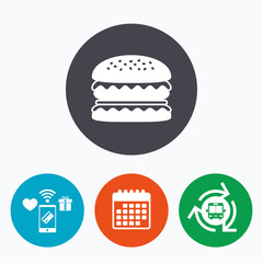 Hamburger icon. Burger food symbol.