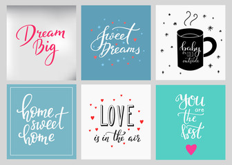 Naklejka premium Lettering postcard quotes set