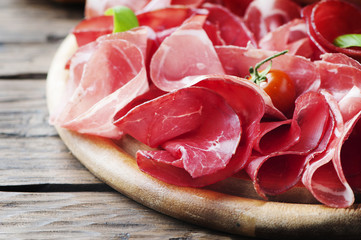 Delicious Antipasto with ham and bresaola