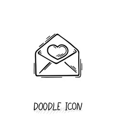 Email doodle icon. Vector pictogram. 
