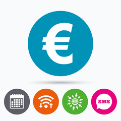 Euro sign icon. EUR currency symbol.