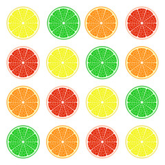 Fototapeta premium Fruit set: lemon, lime, orange, grapefruit. Vector EPS10