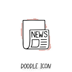 Doodle news icon. Newspaper symbol. 