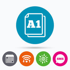 Paper size A1 standard icon. Document symbol.