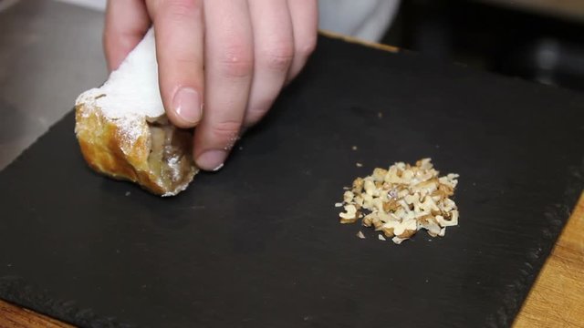 preparing of strudel with apples