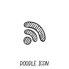 Doodle wifi icon. Vector internet and connection symbol.