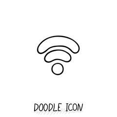 Doodle wifi icon. Vector internet and connection symbol.