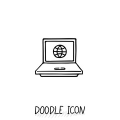 Doodle Laptop Icon illustration. Netbook, ultrabook.