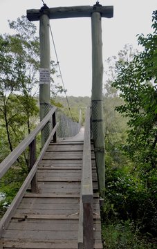 footbridge along hinking path Bens Walk in the escarpment near Nowra, New South Wales, Australia 