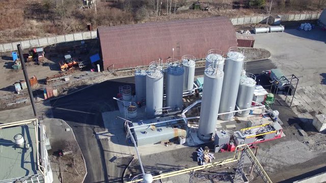 Aerial shot over a cement plant