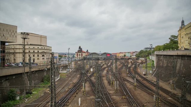 Prague railroad station on a cloudy weather