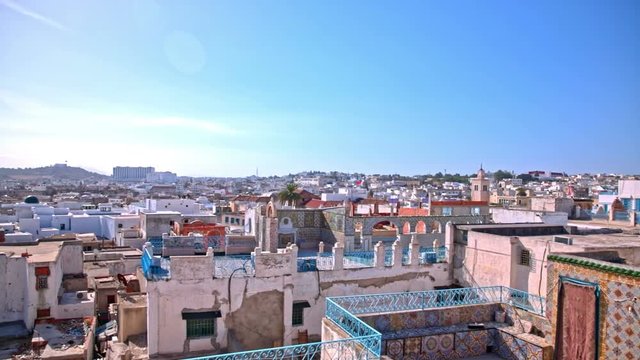Tunis old city medina panning shot