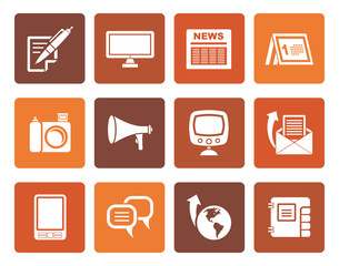 Flat Communication channels and Social Media icons - vector icon set 