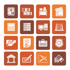 Flat bank, business, finance and office icons - vector icon set