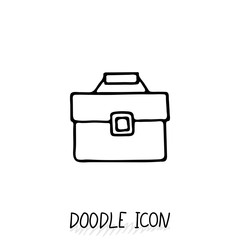 Business suitcase icon in a doodle style.