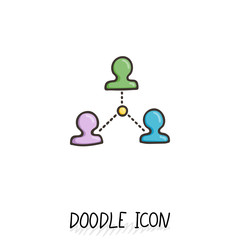 Doodle connection icon. Vector communication concept. Social.