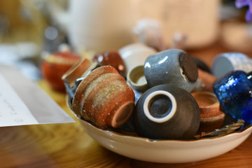 A Japanese Sake selection of cups