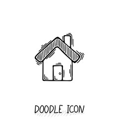 Doodle home icon in retro style. 
