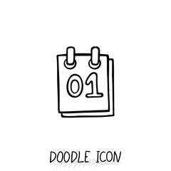 Doodle calendar icon. Tear-off calendar.