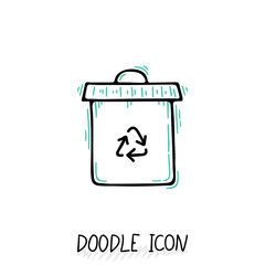 Doodle recycle bin icon. Trash can.