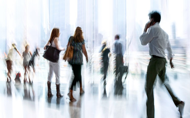 group of people in the lobby business center