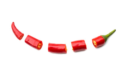 Fototapeta na wymiar red chopped chili on white background