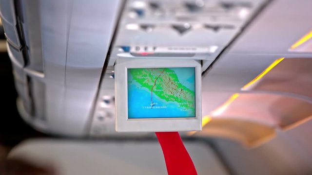 Flight map screen inside aircraft