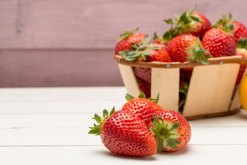Strawberries in a small basket