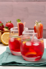 Fototapeta na wymiar Cold strawberry drink