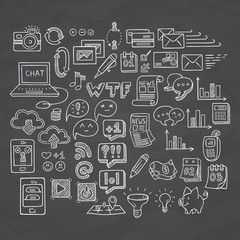 Set of Universal Doodle Icons. Variety of Topics.