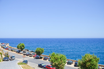 Car parking on the beach in Rethymnon