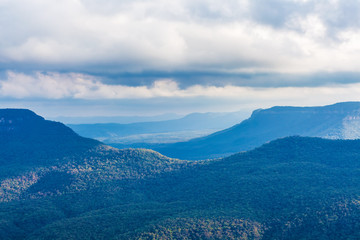 Beautiful Blue Mountains silhouettes viewed from Evans Lookout.