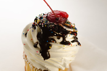 Vanilla fudge chocolate jumbo cupcake