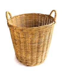 Wicker baskets on white background