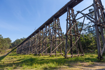 The Stony Creek Vintage Trestle Bridge. Old railroad bridge, Victoria, Australia