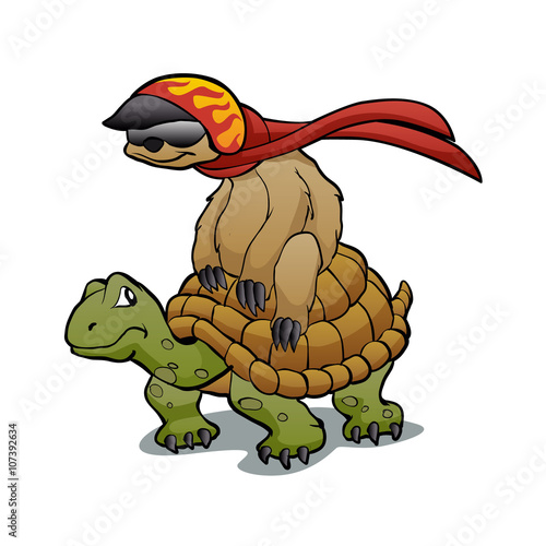 “sloth riding a turtle” Stock image and royalty-free vector files on