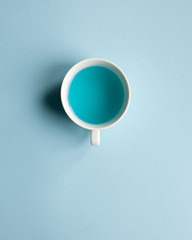 Blue tea on table