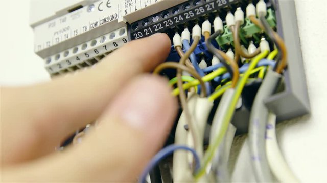 Check wires on panel controller close up
