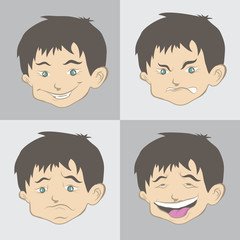 4 set boy face expression