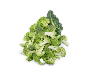 raw broccoli on white background