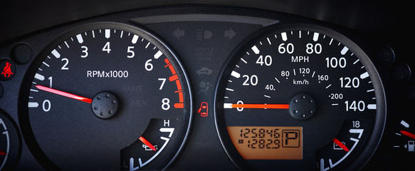 Car Dashboard with Odometer