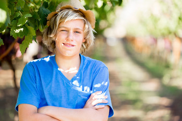 Boy in vineyard
