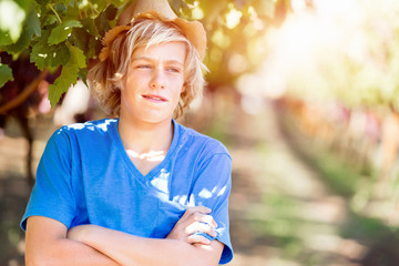 Boy in vineyard
