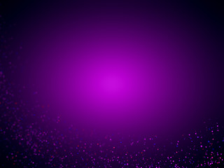 sparkling glitter wave in shades of purple, red and blue in front of a dark background with a purple oval highlight in the center (3D illustration)