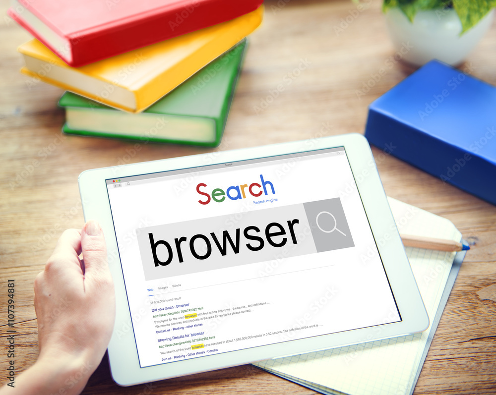 Poster browser search engine browsing web page technology concept