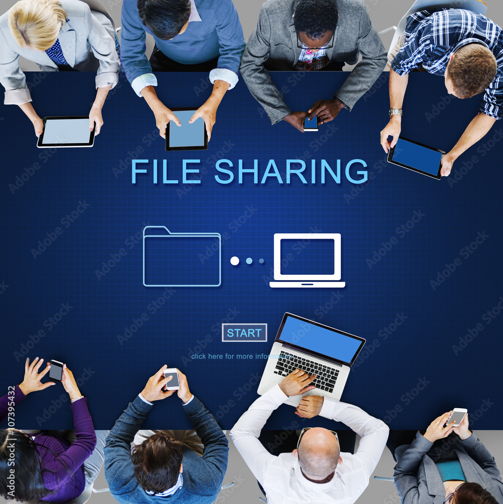 Poster file sharing computer data digital document concept