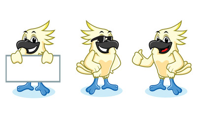 White Parrot Mascot happy