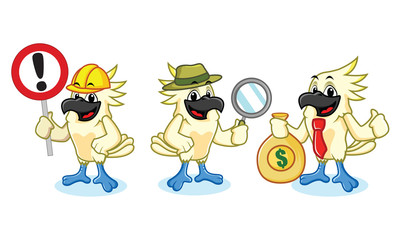 White Parrot Mascot with money