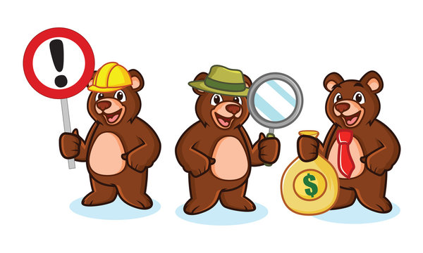 Bear Mascot Vector with money